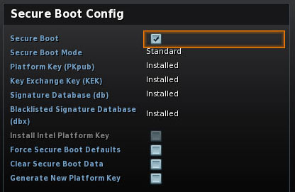 Secure Boot Config