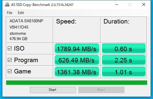 AS SSD Copy-Benchmark結果