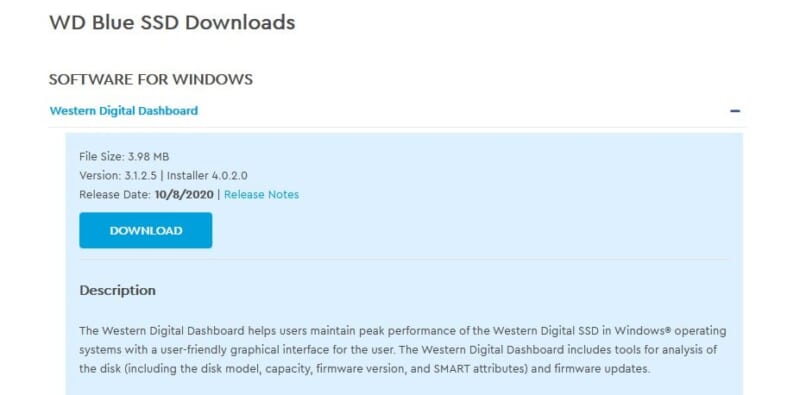 WD Blue SSDで使えるソフト「Dashboard」